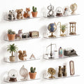 Floating Shelves for Wall Decor, 15" Extra Clear Acrylic Shelves Set of 8, Invisible Wall Mounted Display Shelving for Bedroom, Living Room, Kitchen, Bathroom