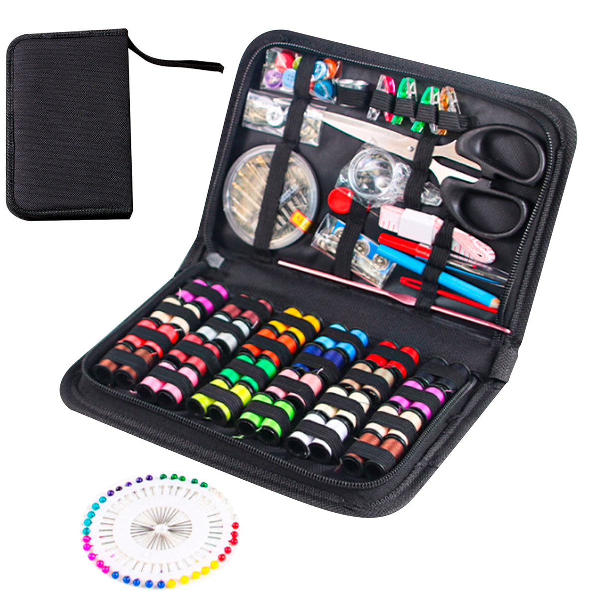 Charcrocsm Sewing Kit, Sewing Supplies with Thread, Needles, Scissors, Thimble & Clips, Emergency Repair and Travel Kits (172 PCS)