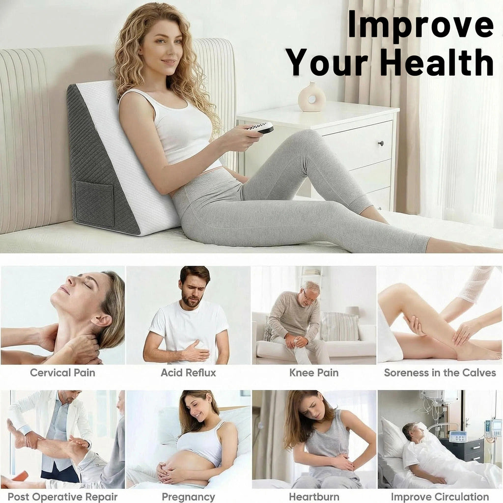 Charcrocsm Wedge Pillow, 10 inch Pillow for Neck Pain Relief, Multi-Purpose Back Support for Reading, Post-Surgery Recovery, Leg Elevation, White