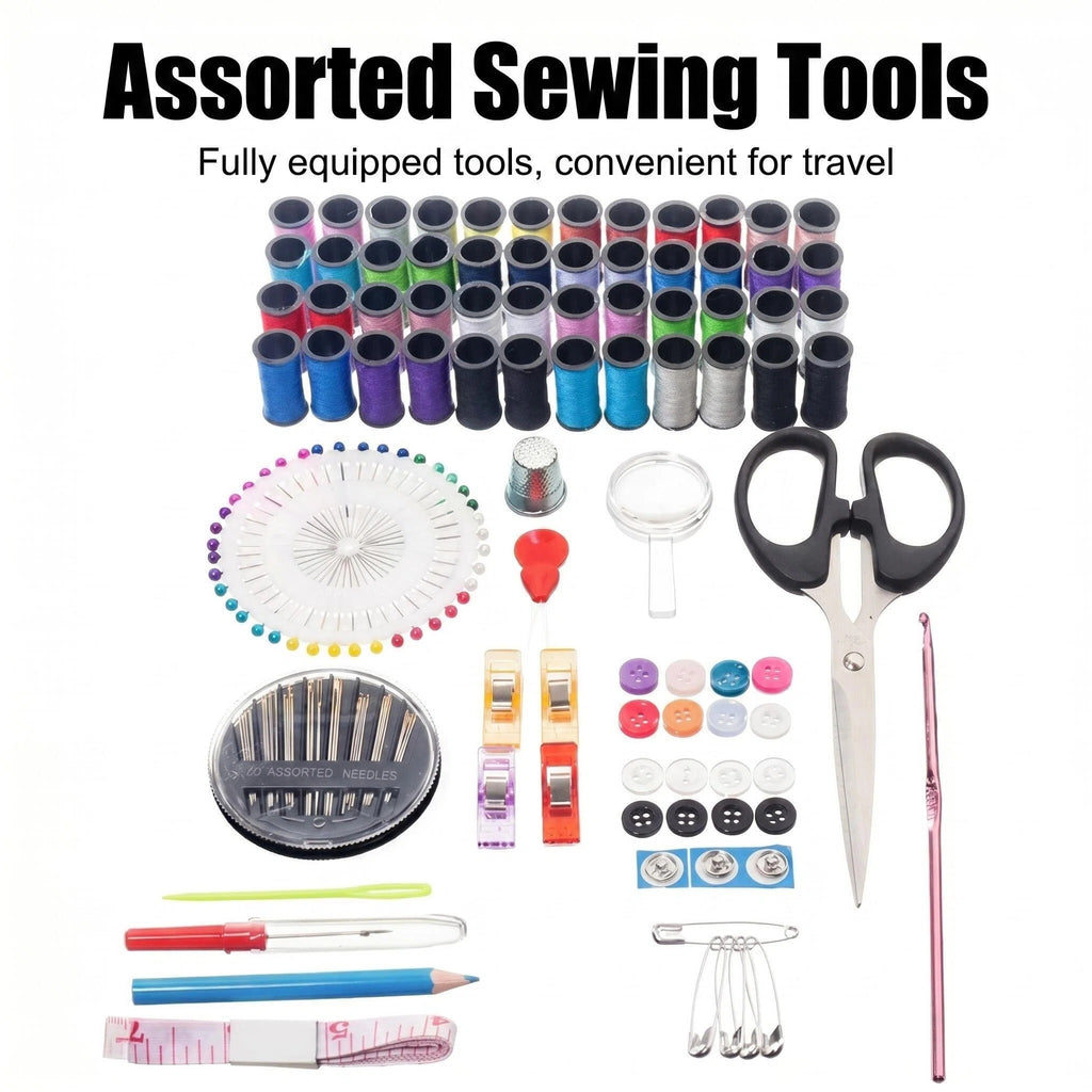 Charcrocsm Sewing Kit, Sewing Supplies with Thread, Needles, Scissors, Thimble & Clips, Emergency Repair and Travel Kits (172 PCS)