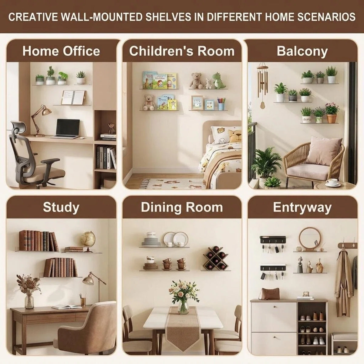 Floating Shelves for Wall Decor, 15" Extra Clear Acrylic Shelves Set of 4, Invisible Wall Mounted Display Shelving for Bedroom, Living Room, Kitchen, Bathroom