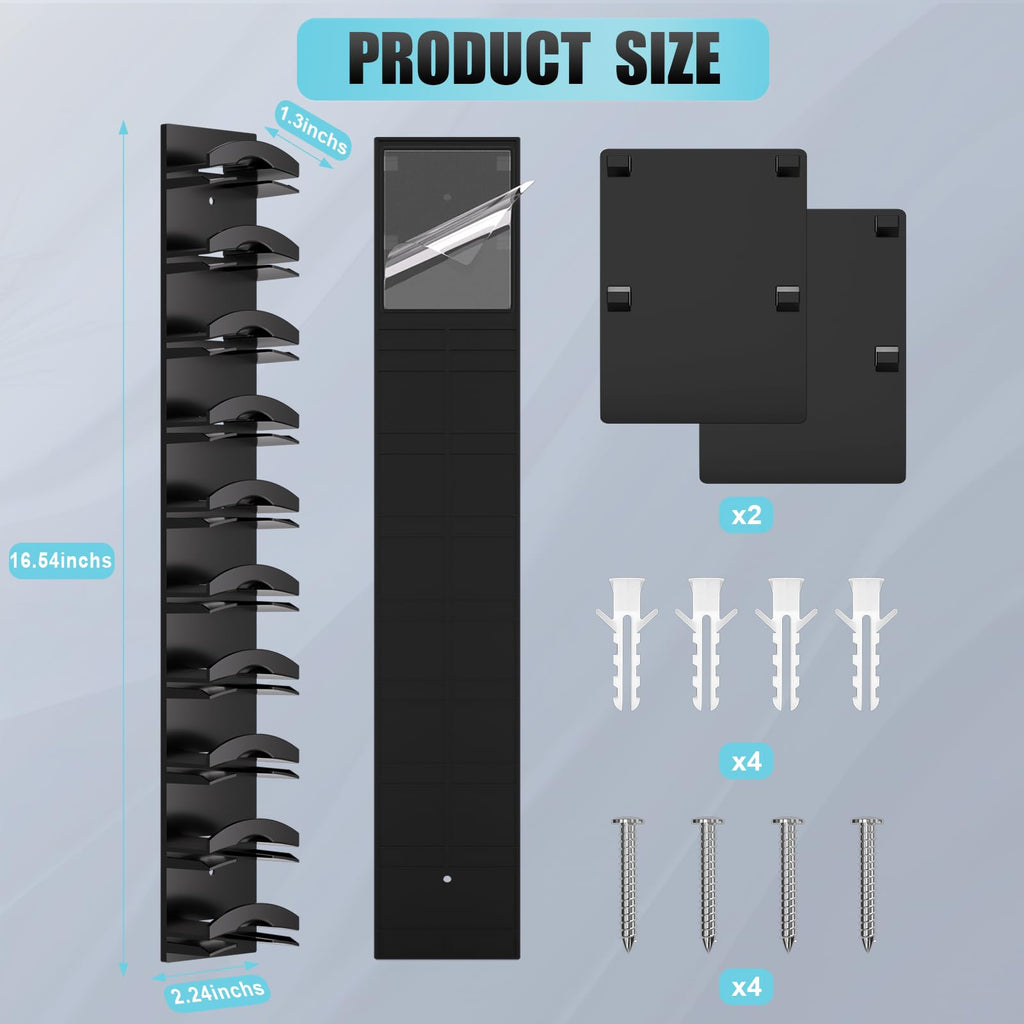 Hat Organizer for Baseball Caps, 2Pack, Hat Rack for Wall with Strong Adhesive, One Hat One Layer Cap Organizer Holds Up to 20 Hats, Black