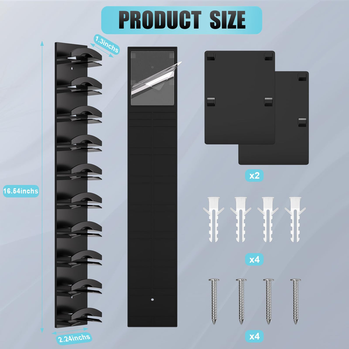 Hat Organizer for Baseball Caps, 2Pack, Hat Rack for Wall with Strong Adhesive, One Hat One Layer Cap Organizer Holds Up to 20 Hats, Black